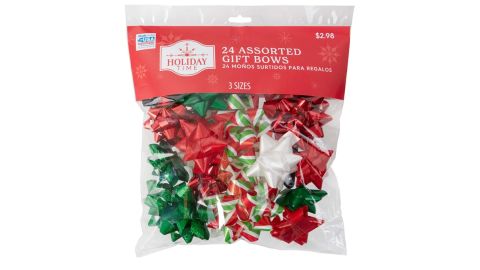 Holiday Time Assorted Red and Green Gift Bows, 24 Count