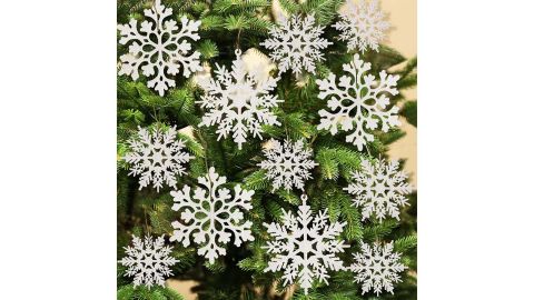 Kockuu 36 stuks witte sneeuwvlok ornamenten