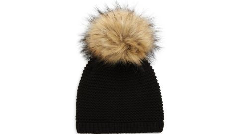 Kyi Kyi Wool Blend Beanie With Faux Fur Pom