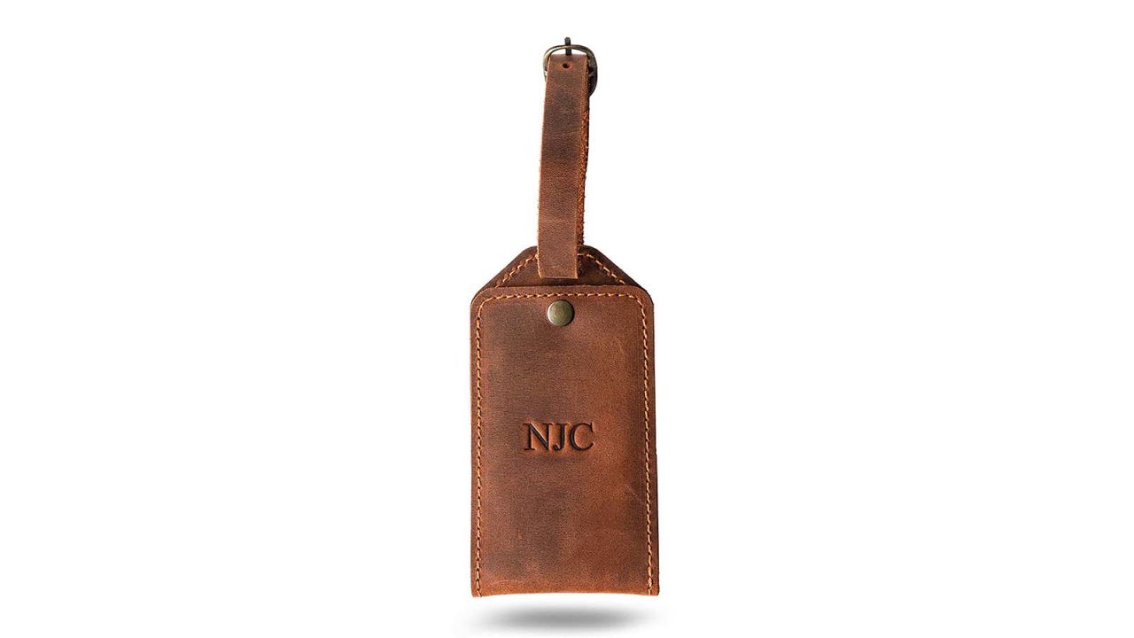 Pegai Personalized Rustic Leather Luggage ID Tag