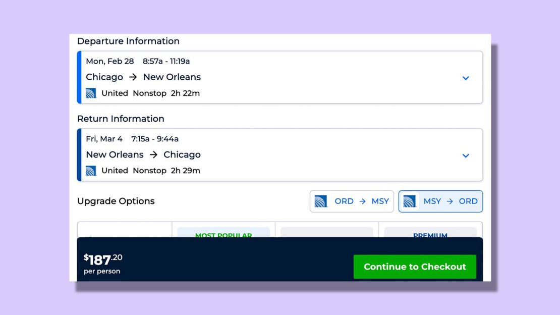 Chicago to New Orleans for $187.20 round trip