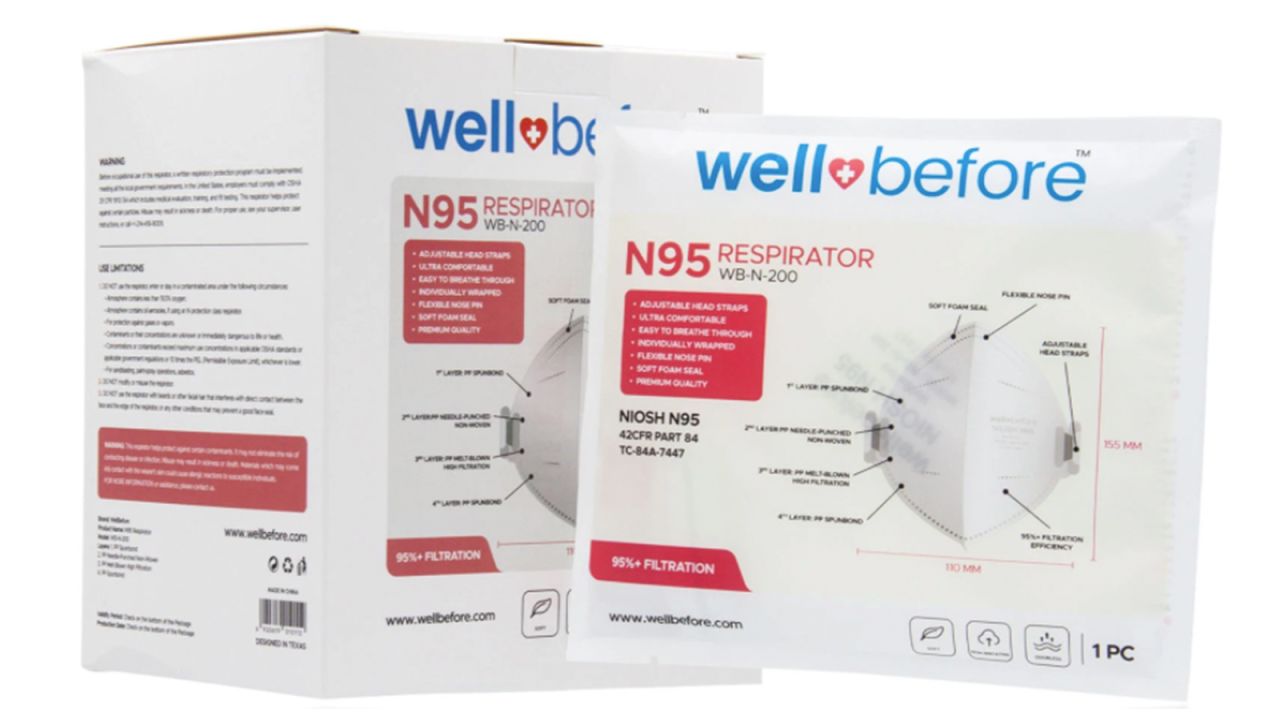 WellBefore N95 Respirator Mask, model number WB-N-200