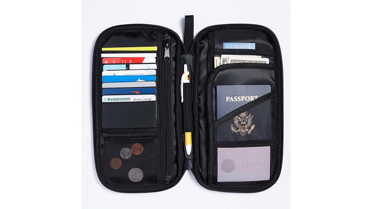 A photo of an Amazon Basics passport holder