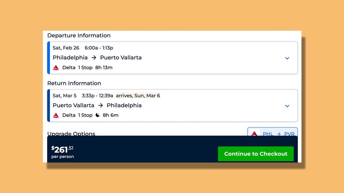 Philadelphia to Puerto Vallarta for $261.51 round trip