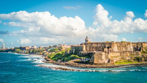 Castillo San Felipe del Morro along the coastline in San Juan, Puerto Rico.