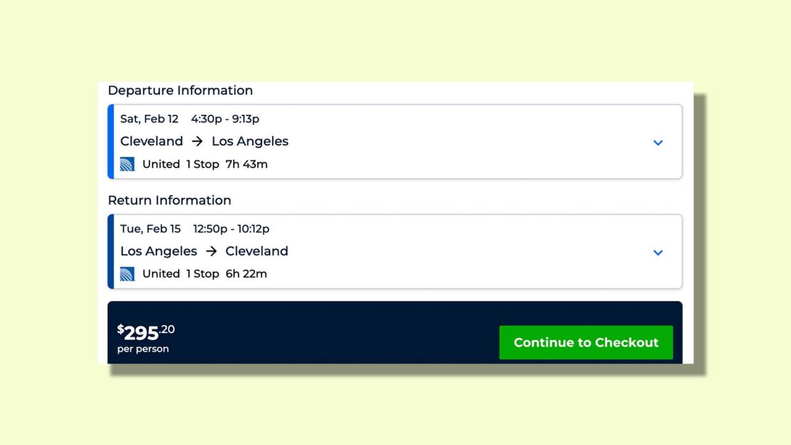 Cleveland to Los Angeles for $295.20 round trip