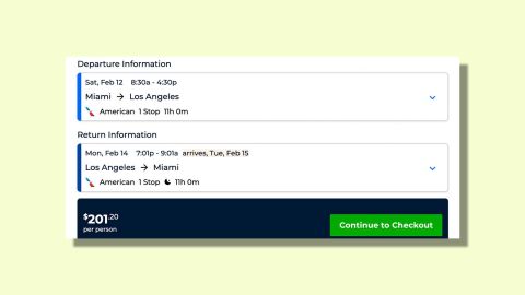 Miami to Los Angeles for $201.20 round trip