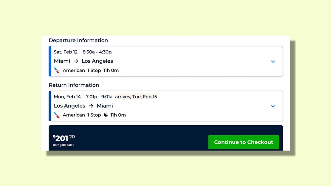 Miami to Los Angeles for $201.20 round trip