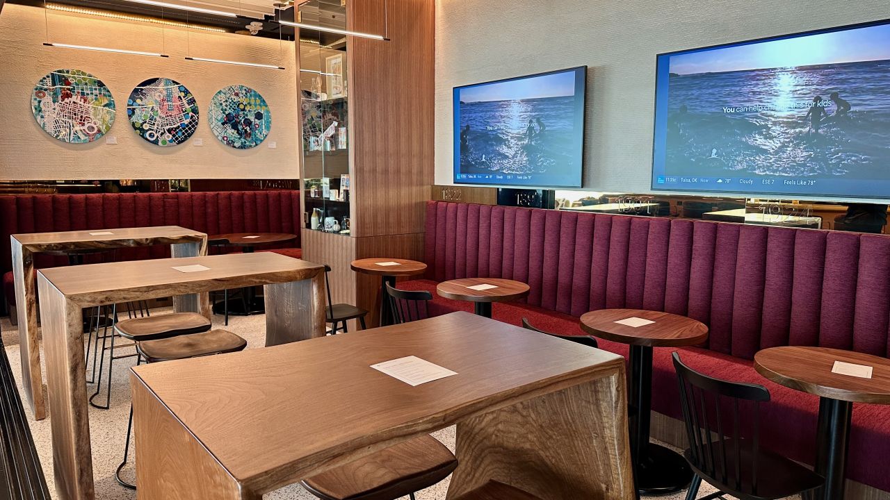 Seating in the Sapphire Lounge taproom