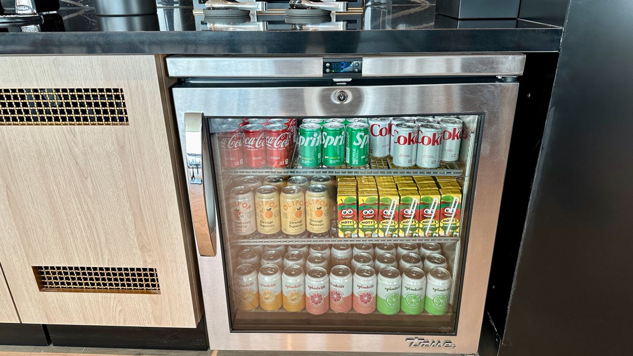 Sodas and canned beverages at the Sapphire Lounge.