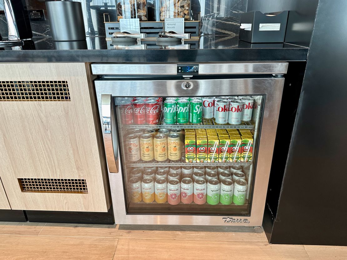 Sodas and canned beverages at the Sapphire Lounge.