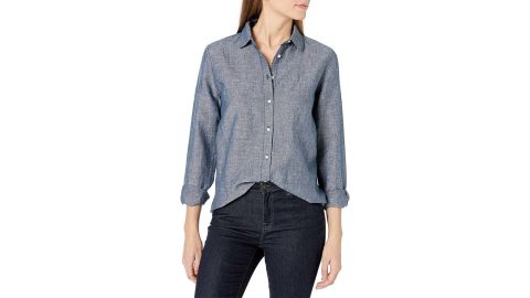 underscored trainpacking Amazon Essentials Women's Classic-Fit Long-Sleeve Linen Shirt