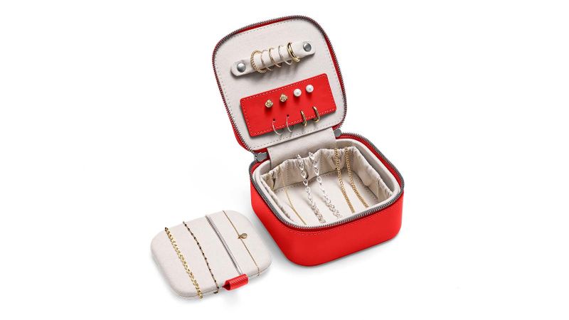 MIZATTO Travel Jewelry Organizer Foldable Glitter Bling Jewelry Roll for Journey-Rings,Necklaces,Bracelets,Earrings,Wallet Style 