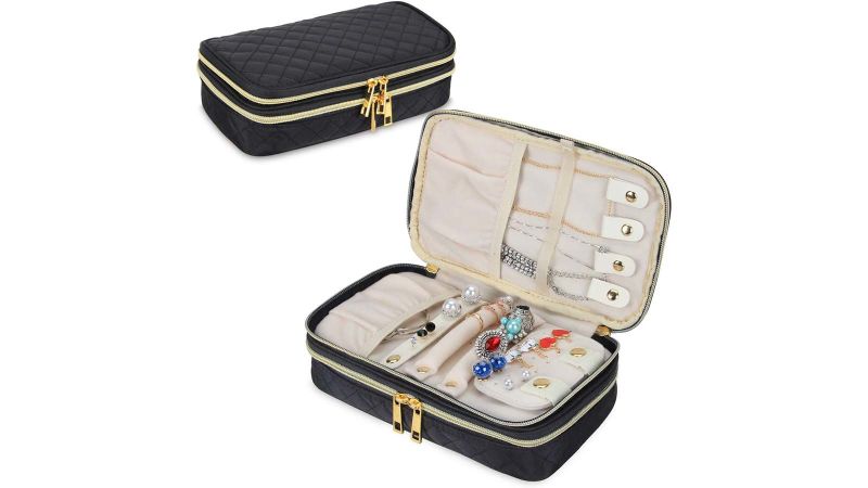 Jewelry Hanging Travel Organizer Jewelry Roll Up Bag Case Storage Holder Zippers 