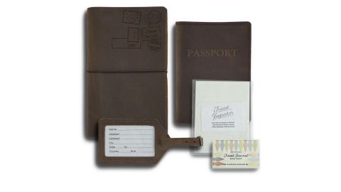 Rustico Leather Travel Journal, Luggage Tag and Passport Cover Gift Set