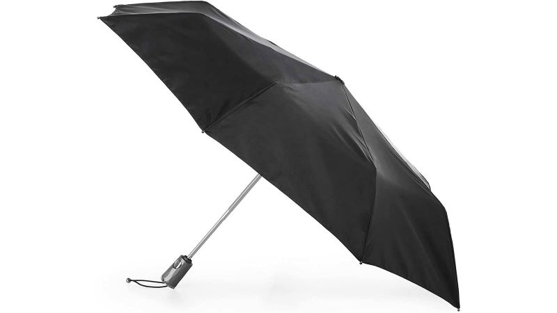 Black Automatic Travel Umbrella Auto Open Close Compact Folding Rain Windproof 
