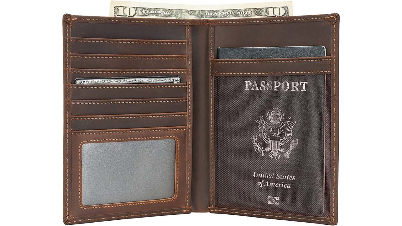 Polare Luxury RFID Blocking Leather Passport Holder Travel Wallet