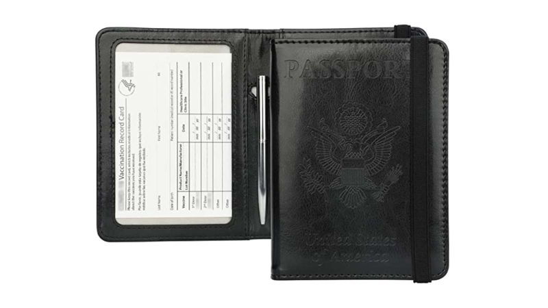 Passport bag double-sided backpack Travel Wallet Printed Passport Holder Black 