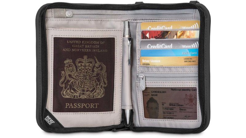 Wristlet Travel Wallet for Women RFID Passport Holder Document Organizer Zipper 
