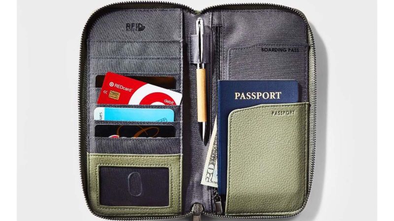 Keys Phone JZK Gray Travel Wallet Organiser Passport & Document Holder with RFID Blocking for Credit Cards Cash Tickets Boarding Passes