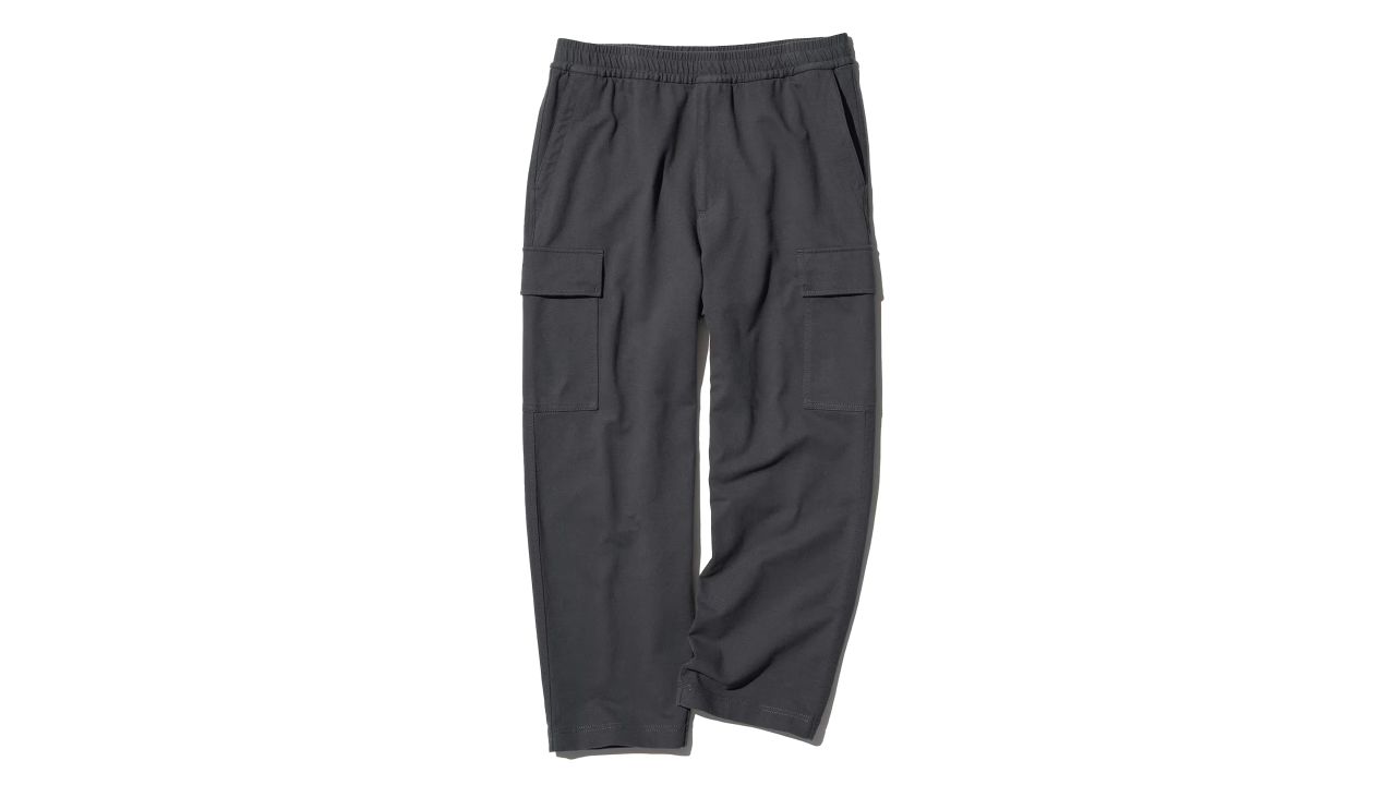 uniqlo washed jersey cargo pants in gray
