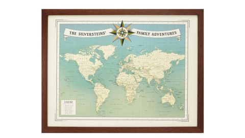Personalized Family Travel Pushpin World Map