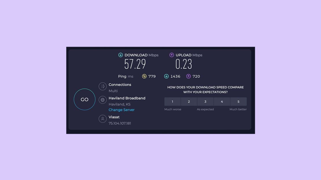 A screenshot of a United Airbus A321neo Wi-Fi speed test on SpeedTest.net