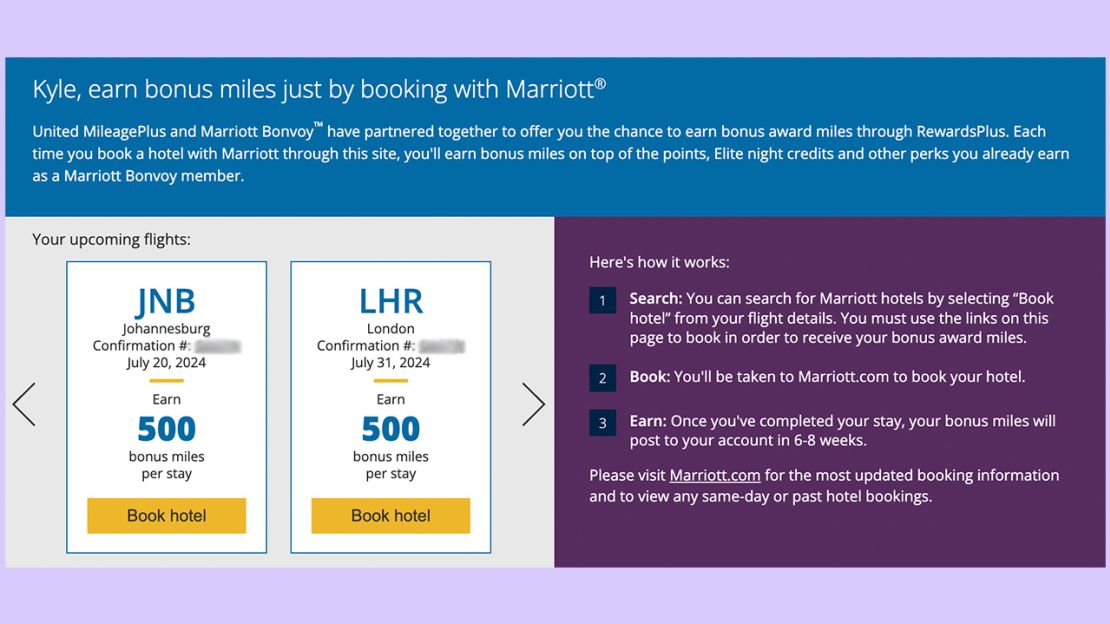 My upcoming flights on United
