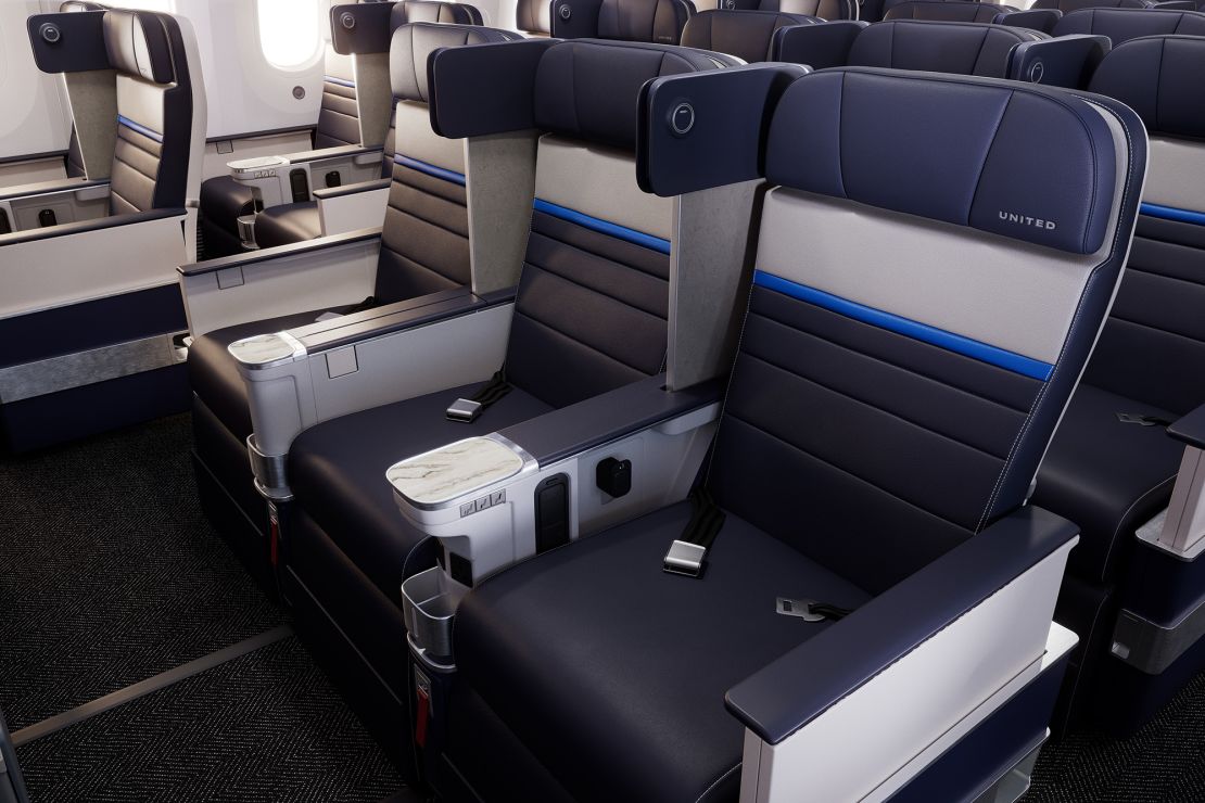 United Premium Plus seats on aircraft with the new Elevated interior have privacy dividers with a built-in reading light.