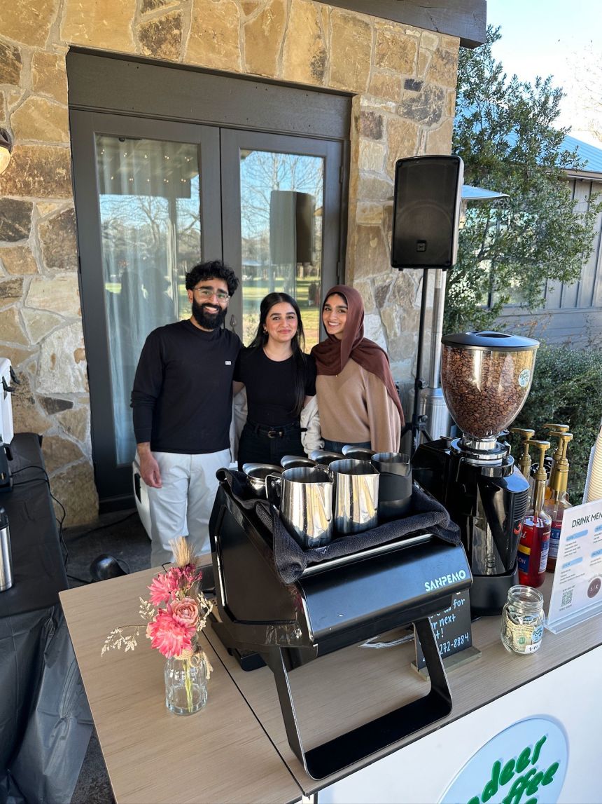 Sarmed Qadeer and his sisters opened a coffee cart, an increasingly popular vendor at Muslim and South Asian weddings, in Texas.