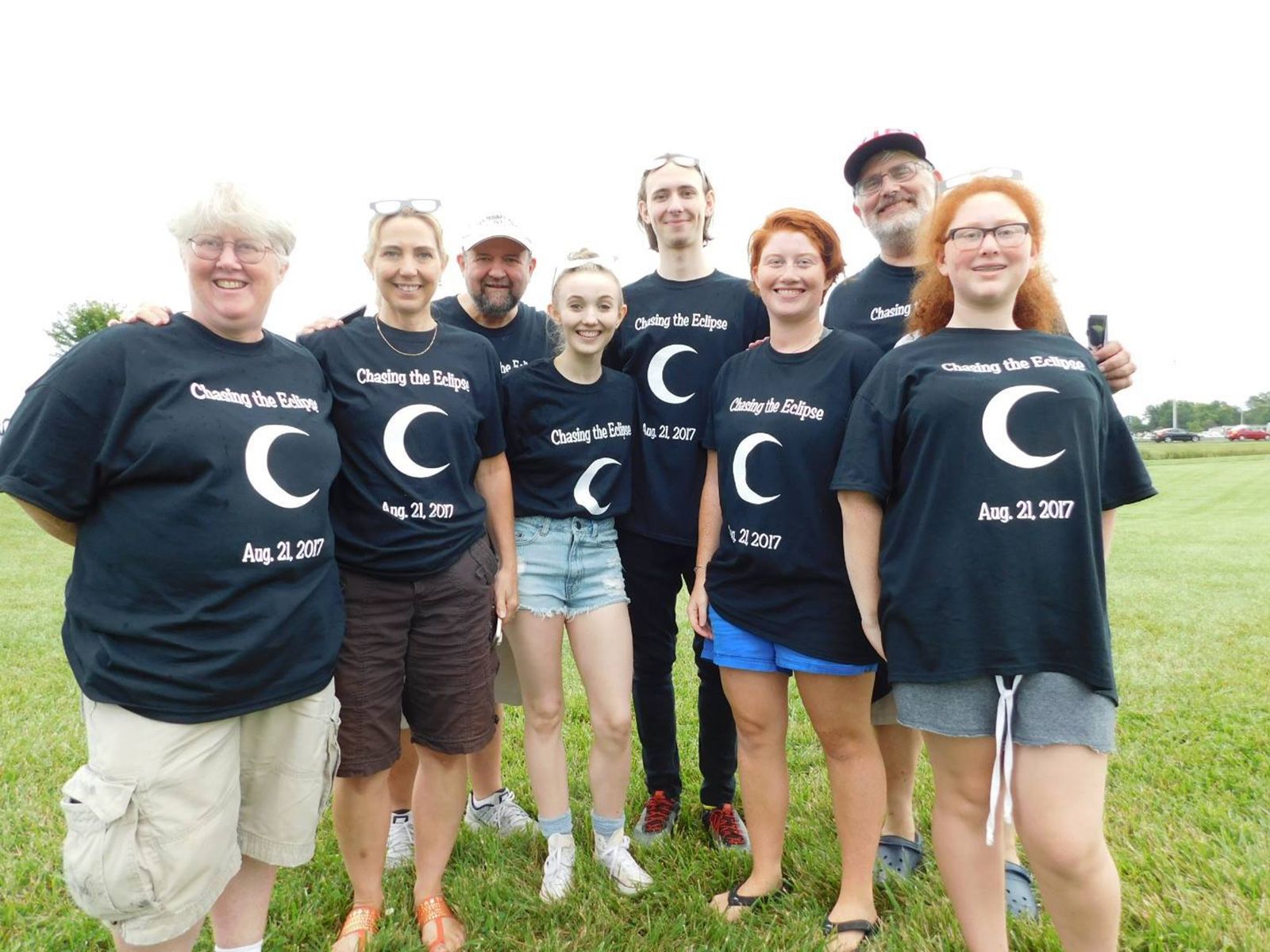 Chris Isidore, in the back on the right, along with his family members who traveled to Missouri in 2017 in an unsuccessful attempt to see that total eclipse.