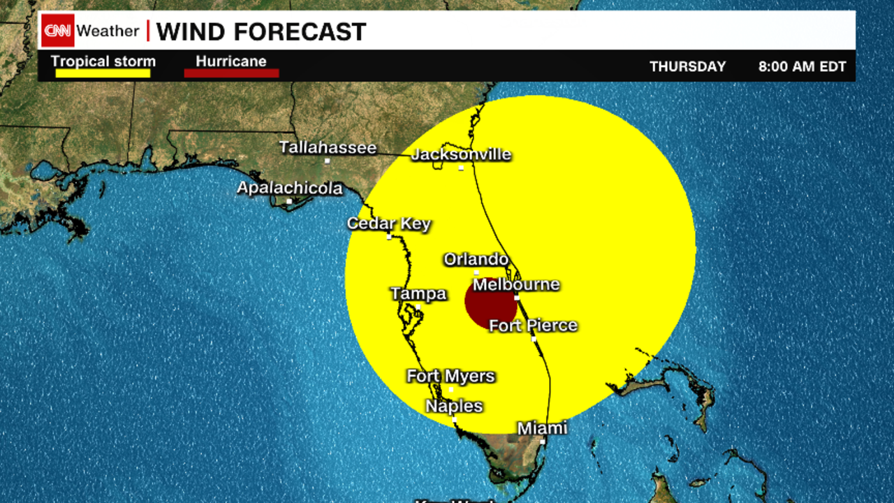 This view shows Hurricane Milton's projected wind field while over the state Thursday morning.