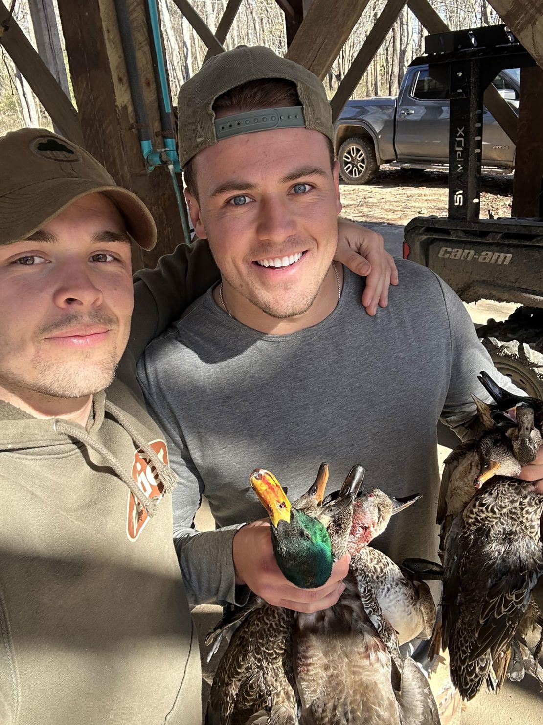 Tiger Bech, 27, a former Princeton University football player, died in the New Orleans truck attack. Here he is seen with friend Ryan Quigley, right, who was injured in the attack.