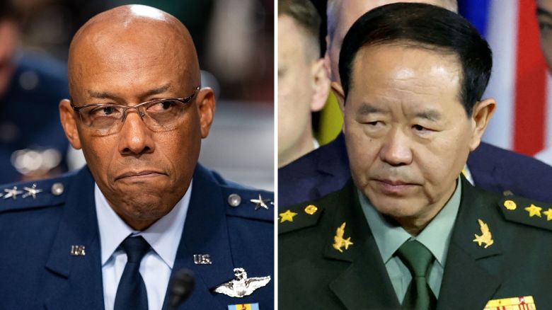 US Chairman of the Joint Chiefs of Staff Gen. CQ Brown, Jr. and People’s Liberation Army of China Chief of the joint Staff Department Gen. Liu Zhenli.