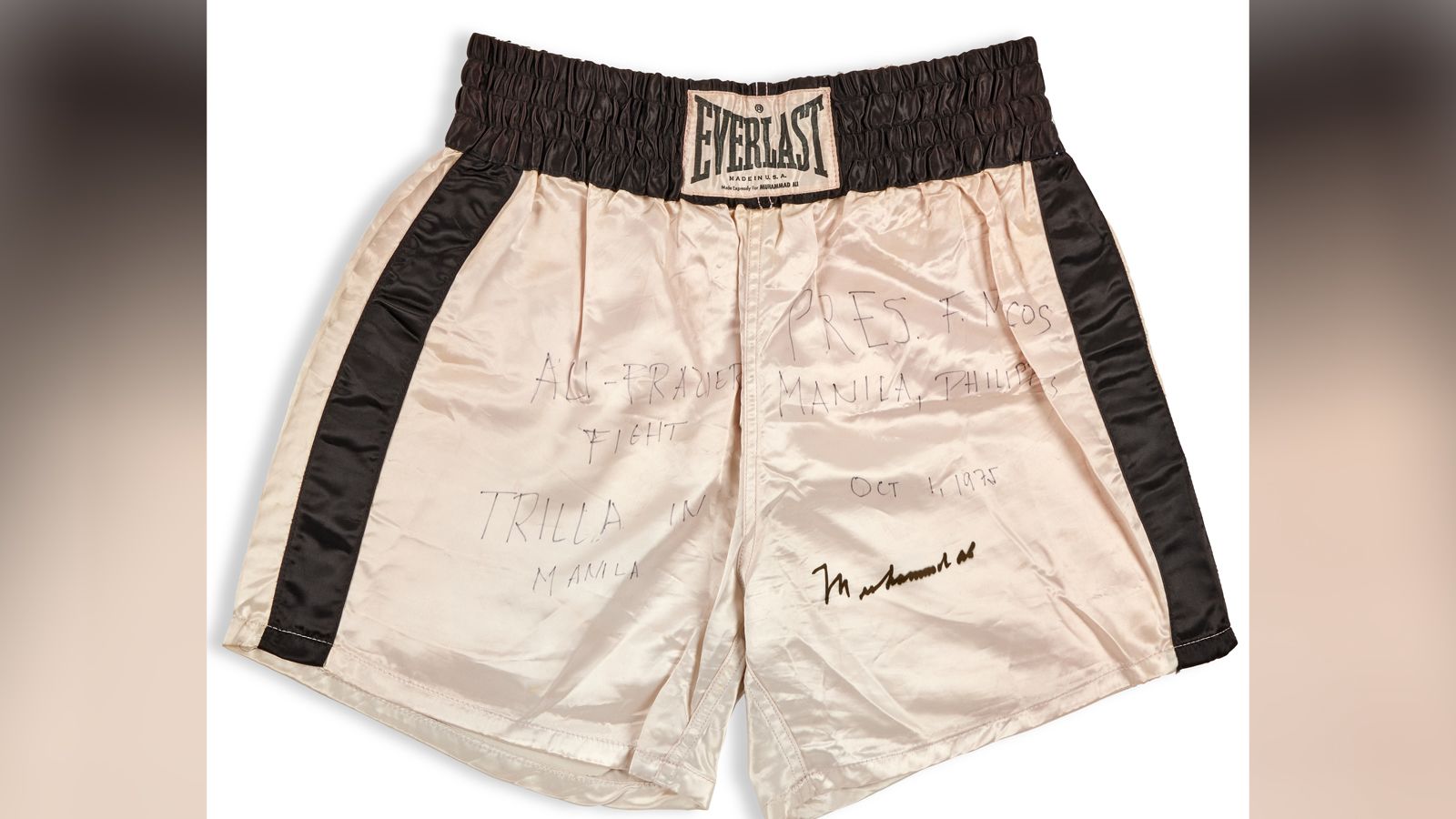 Muhammad Ali's signed trunks are on auction until April 12.