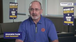 UAW President Shawn Fain speaks via the UAW YouTube channel on Tuesday, September 17.