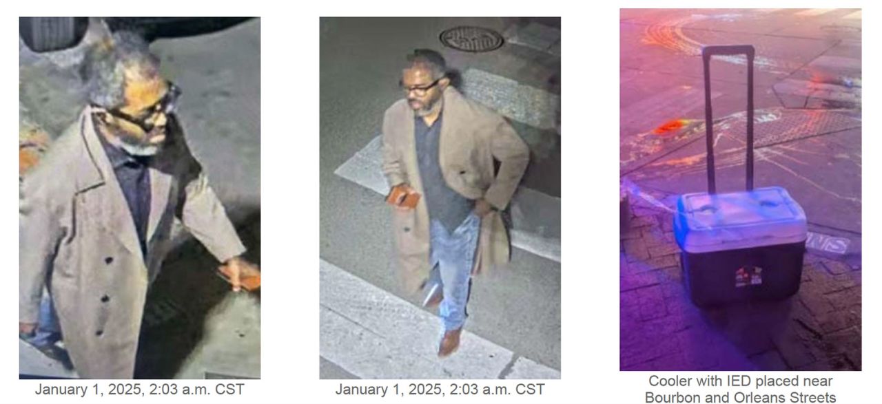 Surveillance photos released by the FBI show Shamsud- Din Jabbar a little more than an hour before the deadly Bourbon Street attack.