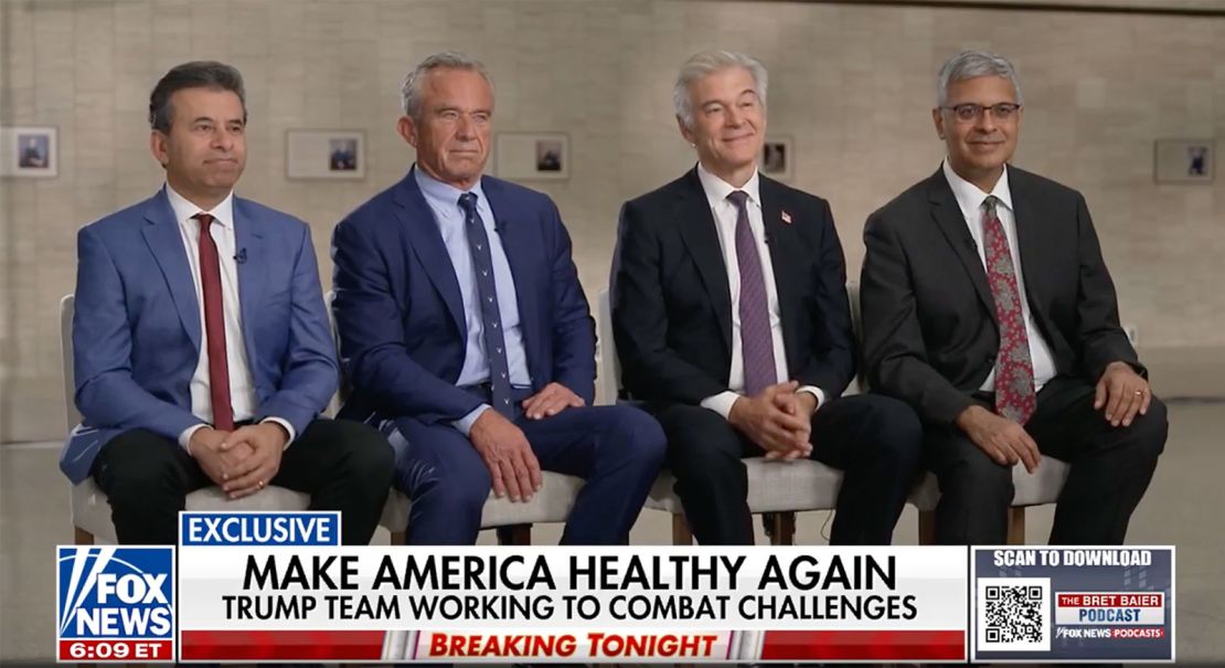 Makary, Kennedy, Oz and Bhattacharya appear on Fox News on May 8, 2025.