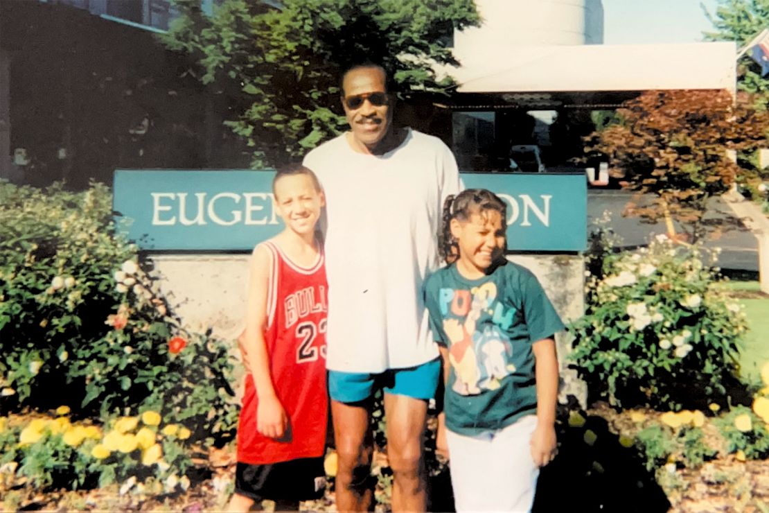 Erika Evans, right, pictured with her grandfather, Lee Evans and her brother, Erik