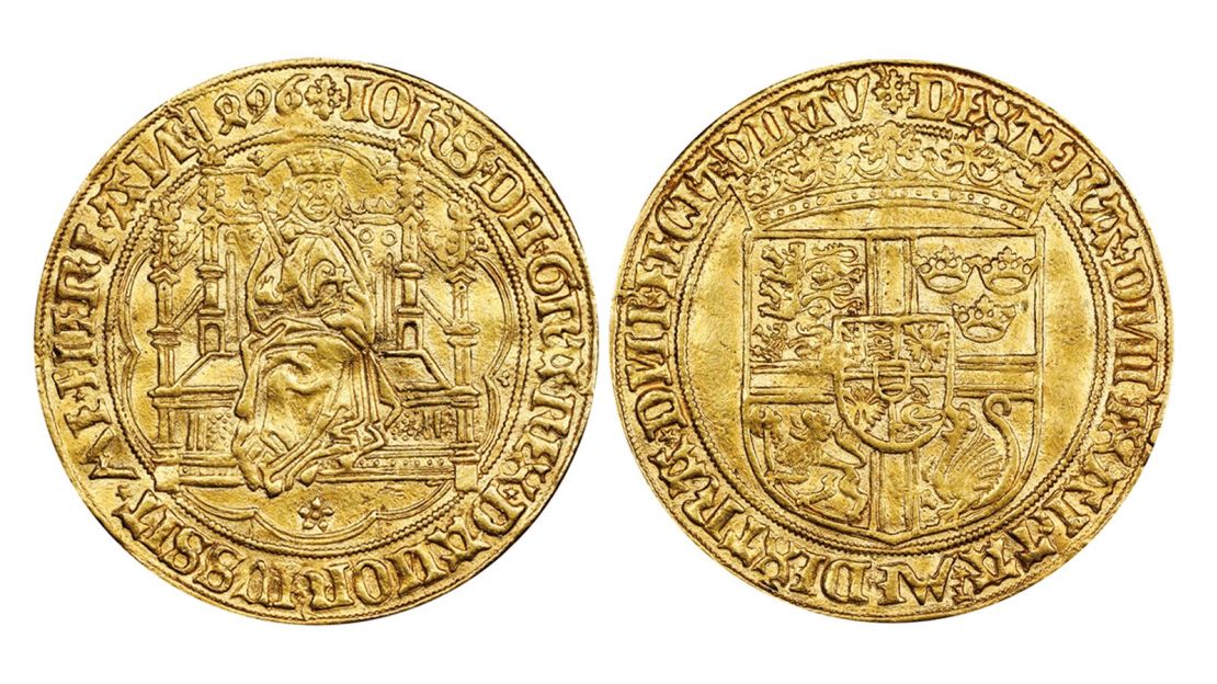 An exceptionally rare gold coin from 1496 smashed estimates to fetch a record 1.2 million euros ($1.34 million) at auction on Tuesday.