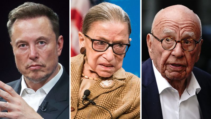 Ruth Bader Ginsburg’s family dissents after award in her name is given to Elon Musk and Rupert Murdoch