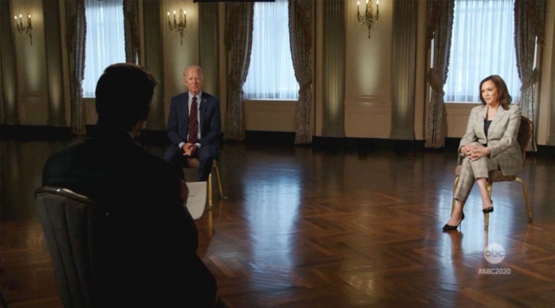 Biden and Harris appear in a joint interview on ABC News in August of 2020.