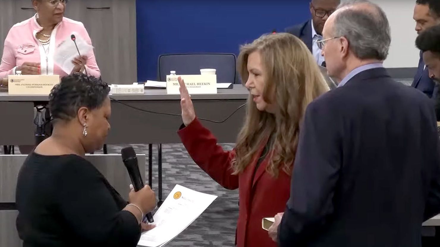 Julie Adams is sworn in to the Fulton County Board of Registration & Elections on February 8.