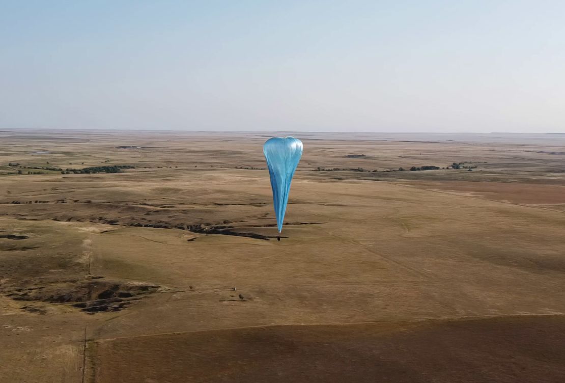 A balloon is launched from Briggsdale, Colorado, during a test flight in 2022.