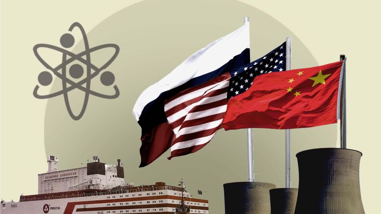 US Russia China nuclear race photo illustration