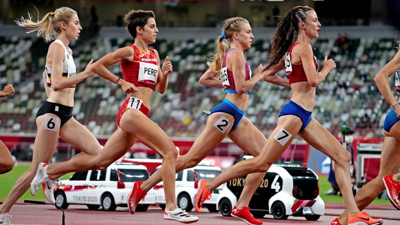 Aug 4, 2021; Tokyo, Japan; Heather MacLean (USA) in the women's 1500m semi-finals during the Tokyo 2020 Olympic Summer Games at Olympic Stadium. Mandatory Credit: James Lang-USA TODAY Sports
