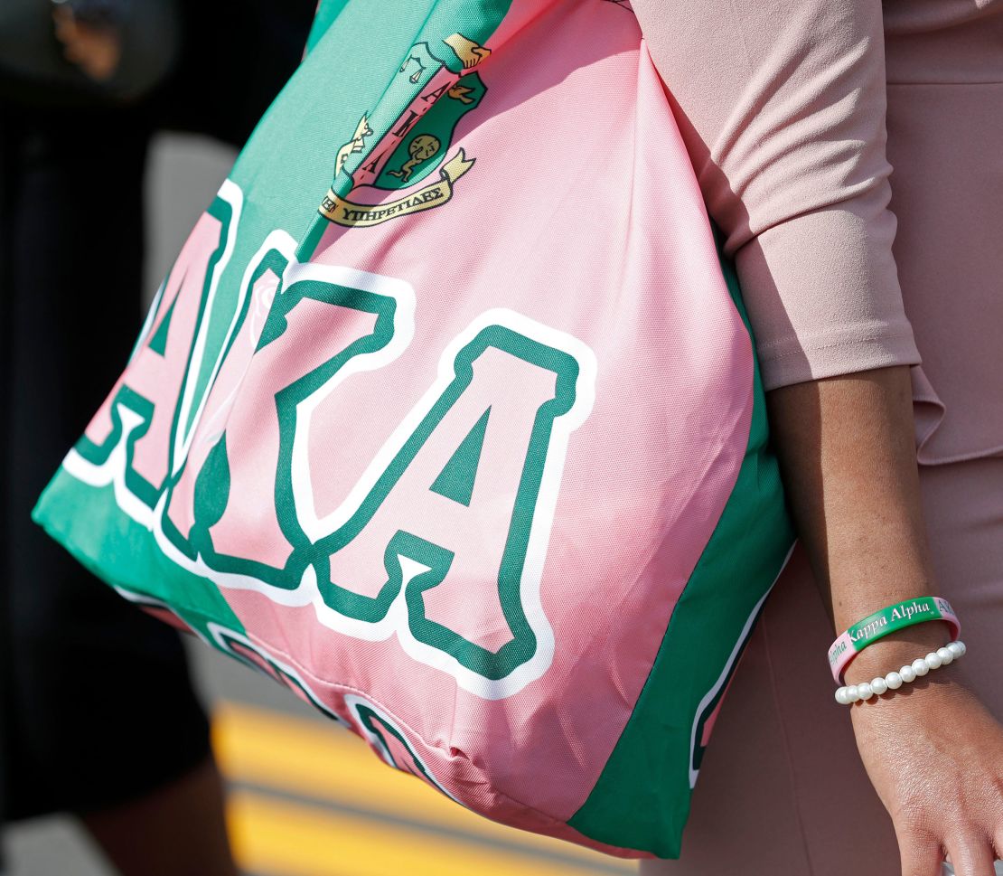 Members of Alpha Kappa Alpha can often be spotted in salmon pink and apple green, the sorority's official colors.