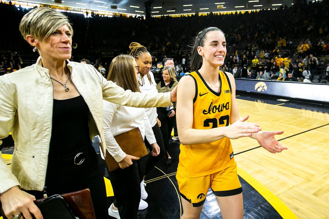 Jensen (left) said that Clark (right) was at the forefront of making sure Iowa remained motivated in practice the day after her record-breaking game against Michigan.