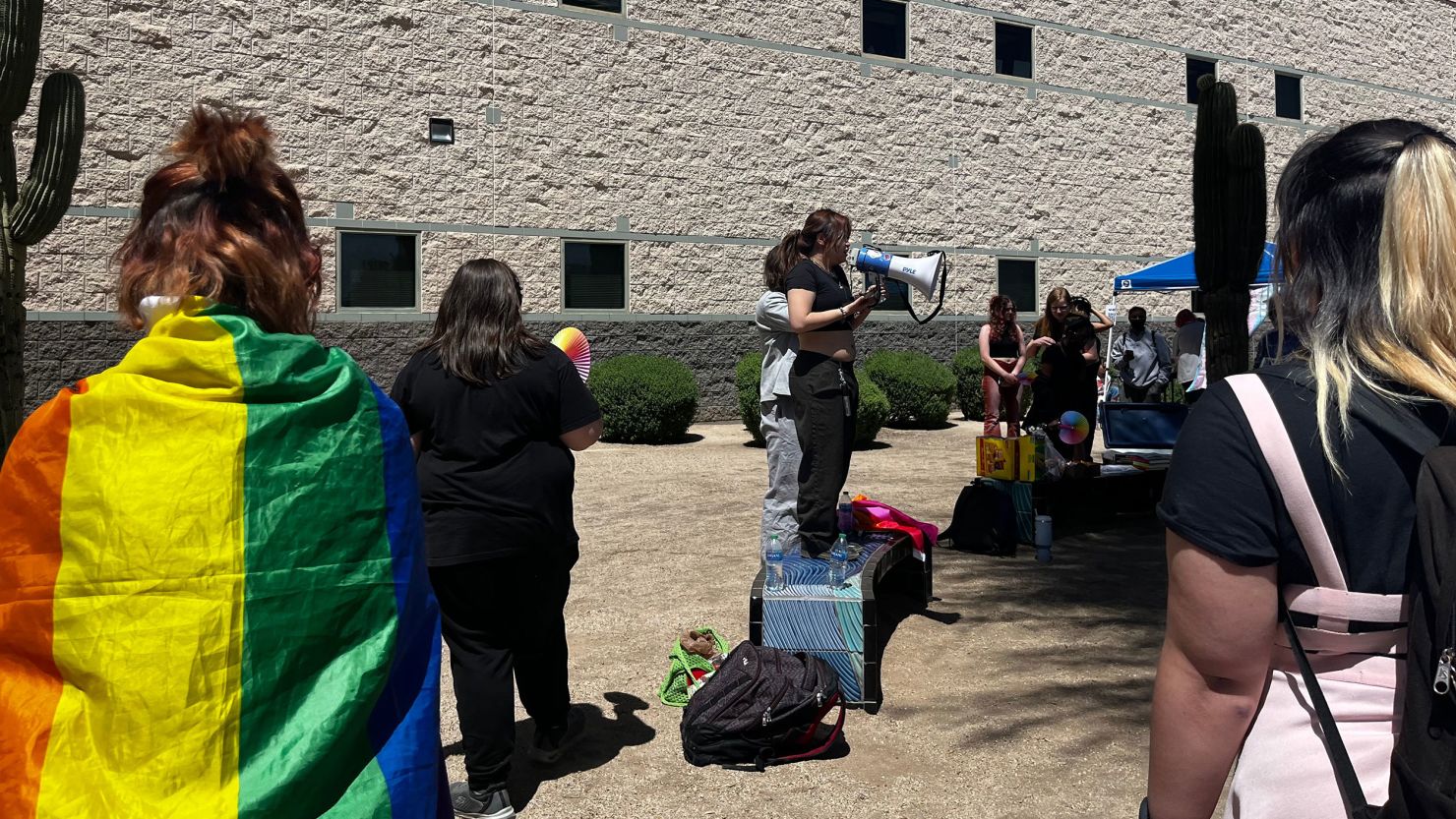 Students stage a walkout on Friday, April 14, 2023, was part of Day of Silence, an annual event organized by the national nonprofit GLSEN.