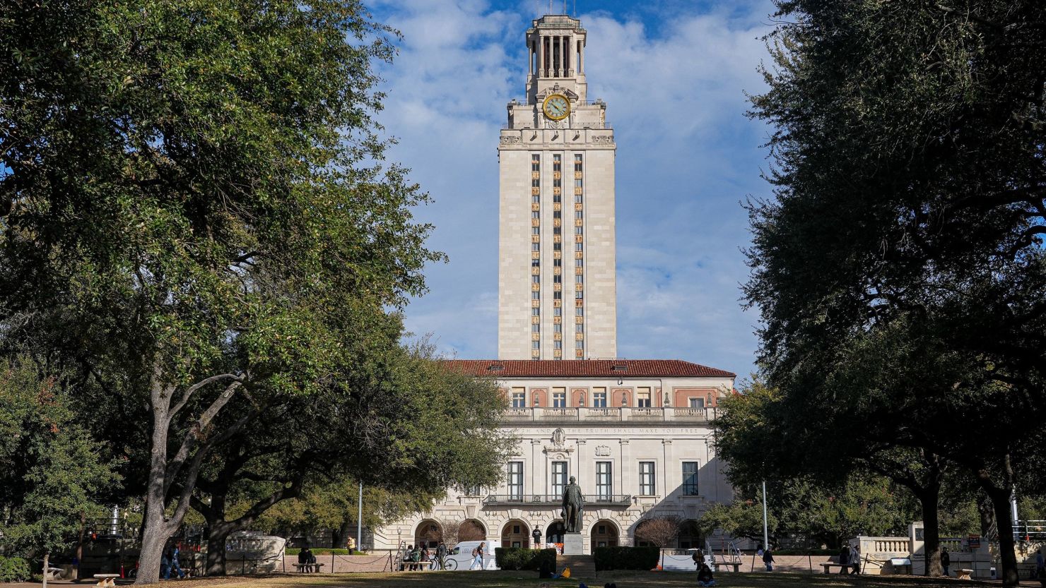 The landmark UT Tower on the University of Texas campus in Austin.